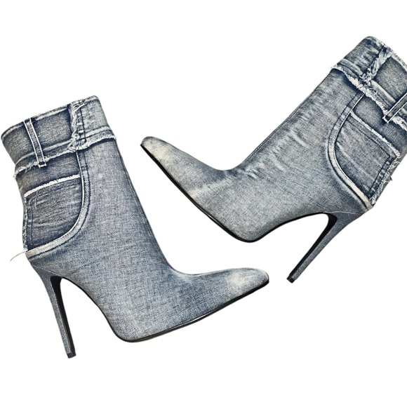 Brand new Vivanly Stiletto high heel short boots light denim - Picture 1 of 5